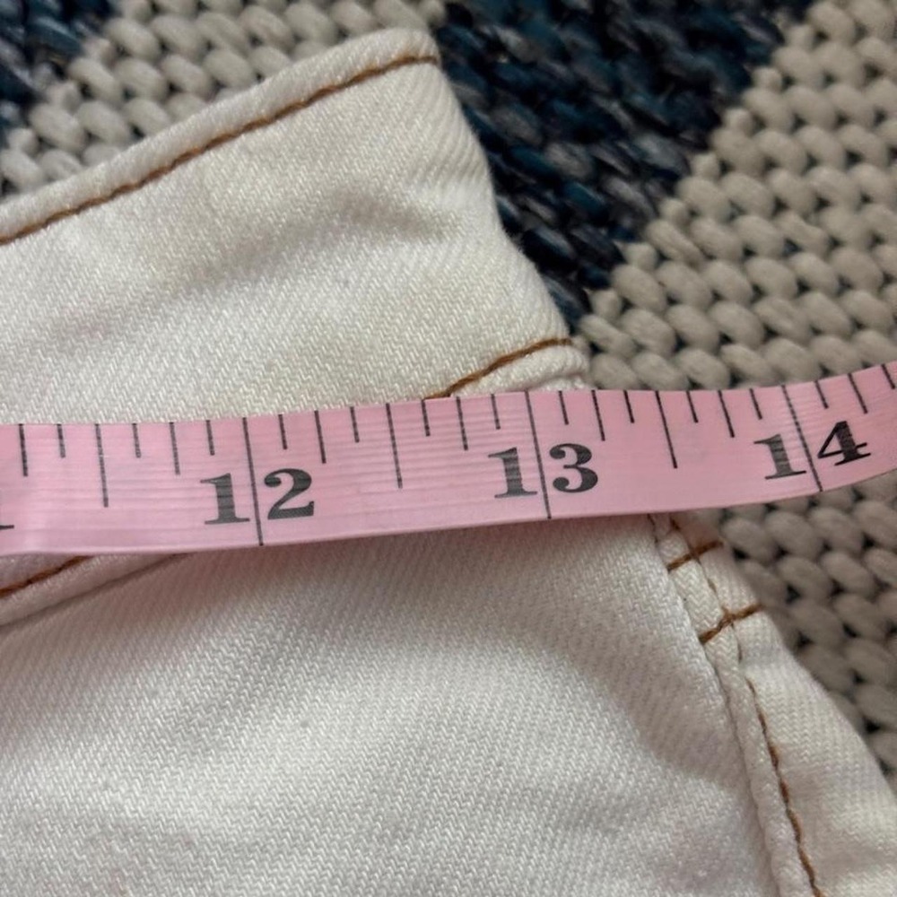 Wild Fable High-Rise Rolled Cuff Denim Shorts white with brown stitching, SZ 00 - Picture 6 of 7